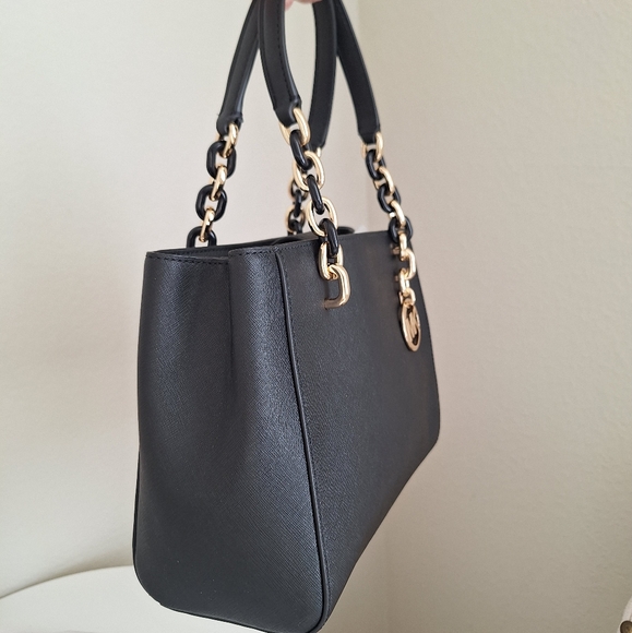 NWT Michael Kors Sofia Medium Satchel Leather Crossbody Bag Tote  In Black$348 - Picture 4 of 9